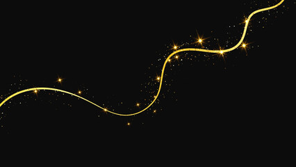 Gold glittering confetti wave and stardust © dniprodd