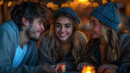 Game Night Joy: Friends Bonding Over Laughter