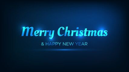 Merry Christmas and Happy New Year neon background