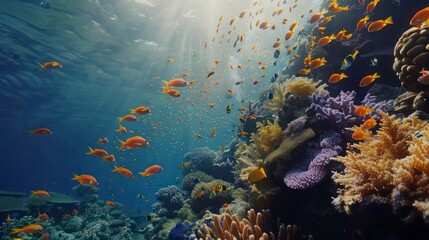 Underwater world Coral reef and fishes in Red sea at Egypt