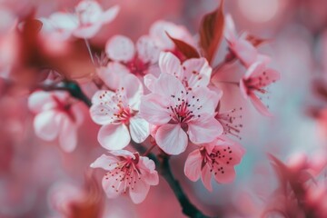 Obraz premium Close-up shot of a bunch of pink flowers with intricate details