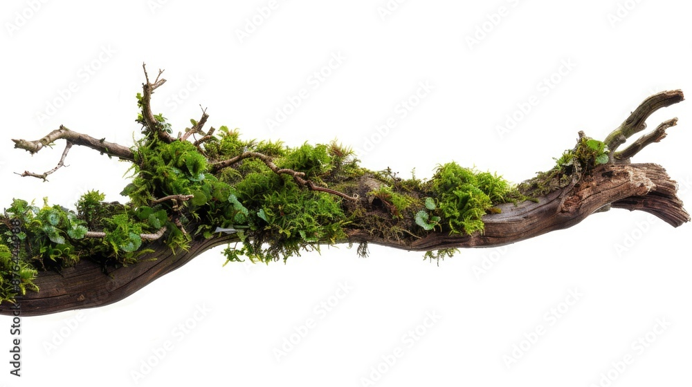 Poster a tree branch covered with moss and greenery