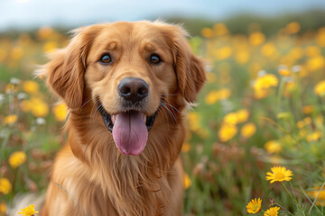Obraz premium Golden Retriever Puppy Learns to Sit