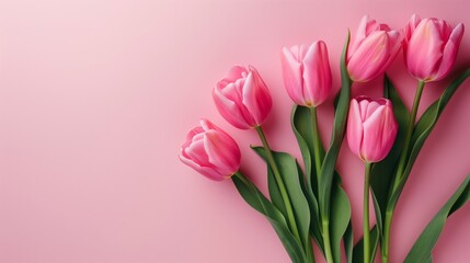 Pink Tulips Feminine Floral Wallpaper