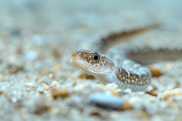 Obraz premium A small reptile sits on the sand, perfect for illustrations or photography