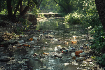 Medical waste In the park, AI generation