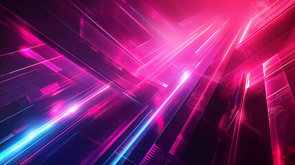 Abstract cyberpunk neon design with futuristic glowing elements and vibrant digital illusion maze