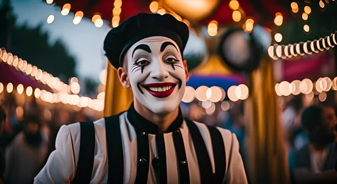 Happy mime man in a theme park.