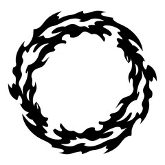 火の輪のシルエット