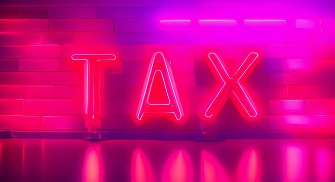 Text "TAX" in neon lights.
