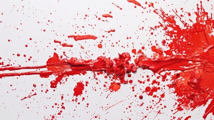Red paint splatter on white backdrop