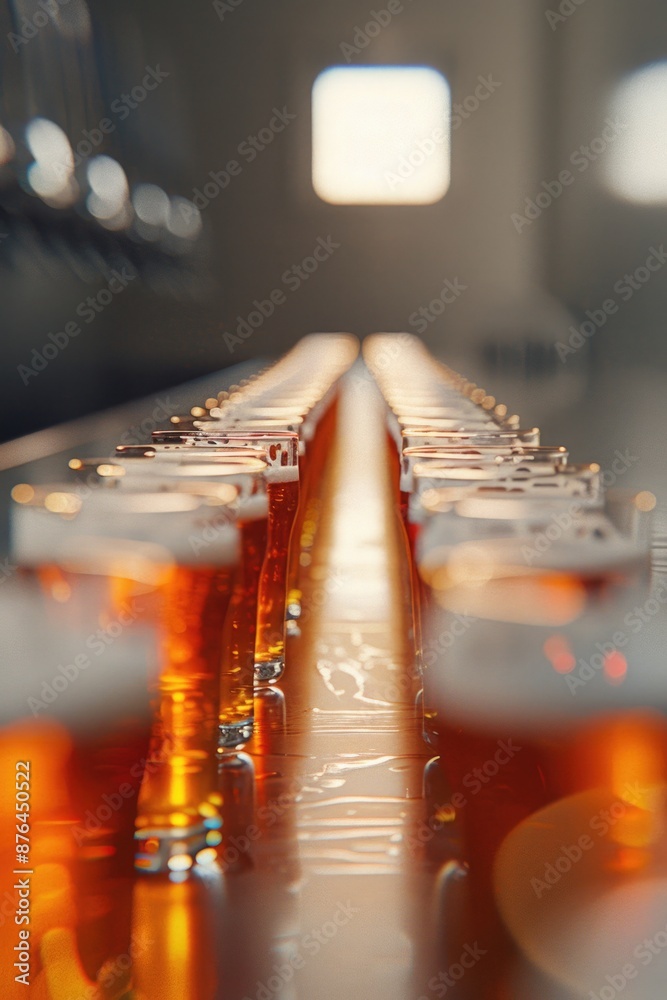 Poster a row of beer glasses lined up on a bar, ready to be filled with your favorite brew