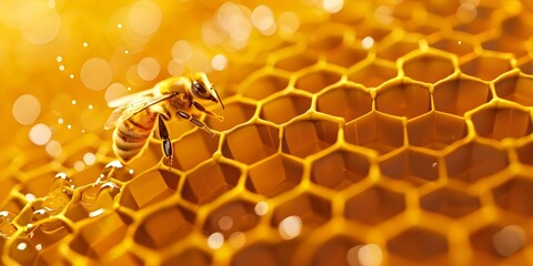 4k virtual animation background with paper cut style bee honeycomb looping. Concept Virtual Background, Animation, 4K Resolution, Paper Cut Style, Bee Honeycomb