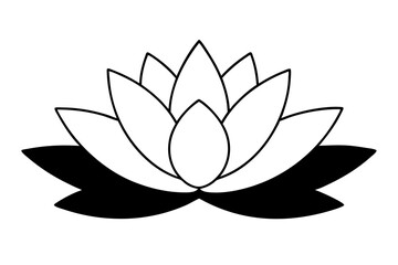 water lily flower line art silhouette vector illustration