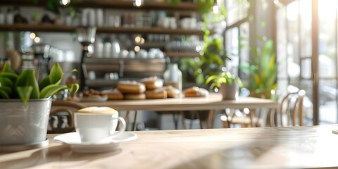 Cozy cafe with sunny interior offering affordable coffee pastries and friendly service. Concept Cozy Cafe, Sunny Interior, Affordable Coffee, Delicious Pastries, Friendly Service