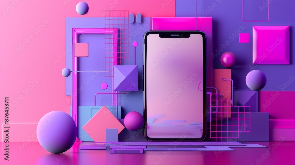 Wall mural mobile app development, app testing, ui-ux design, and web design services featuring 3d handhold pho