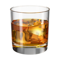 Whiskey on the  isolated transparent background. Tumbler glass. Bar theme. Alcoholic drink. 3d rendering.