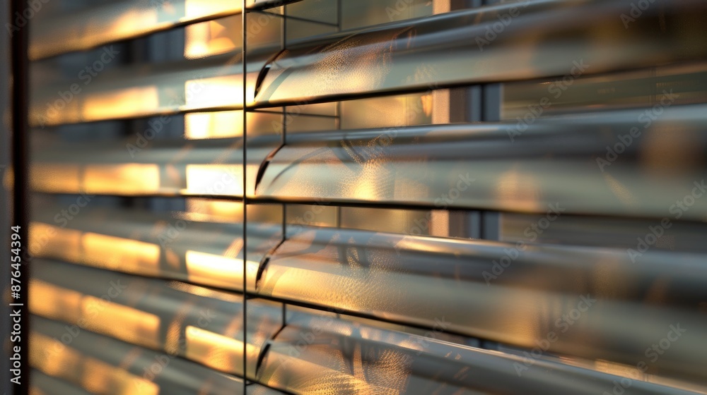 Poster a photo of a window with blinds partially closed