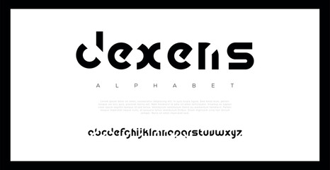 Dexens abstract minimal modern alphabet fonts for logo design typography vector illustration