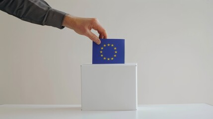 Obraz premium Empowerment in Action Voting Ballot with EU Flag in Modern Setting
