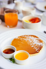 Breakfast with pancakes