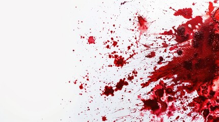 Bloodstains with copy space on white background Concept of criminal investigation