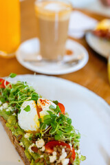 Avocado toast with poached egg