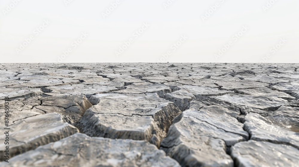 Poster A desolate desert scene with a small cluster of rocks in the center