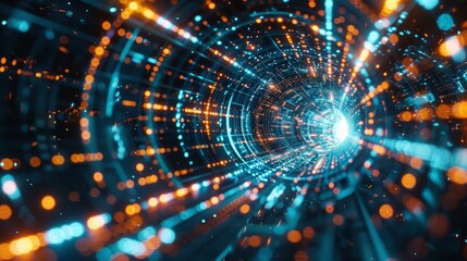Obraz premium Digital Odyssey Vibrant Futuristic Tunnel of Innovation and Motion Canon EOS R5 24105mm Lens