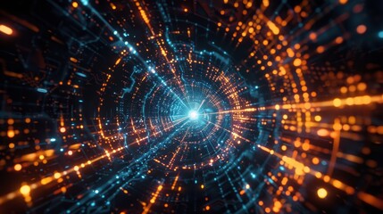 Fototapeta premium Digital Odyssey Vibrant Futuristic Tunnel of Innovation and Motion Canon EOS R5 24105mm Lens