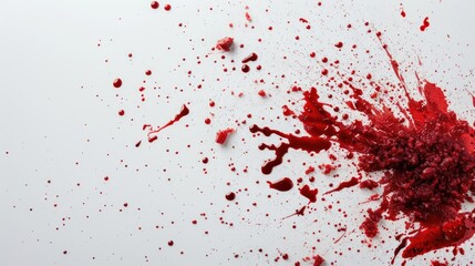 Bloodstains with copy space on white background Concept of criminal investigation