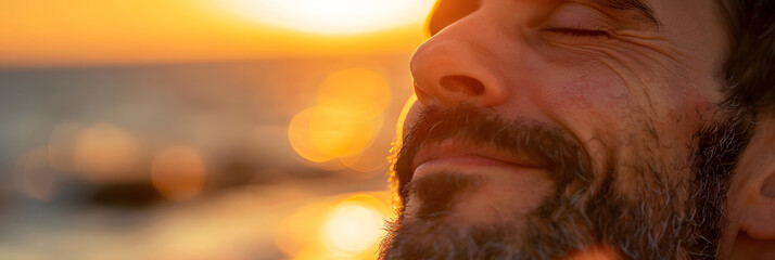 Calma e tranquilidade refletidas na expressão facial da pessoa