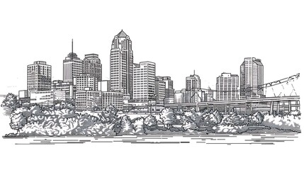 Fototapeta premium outline drawing of city