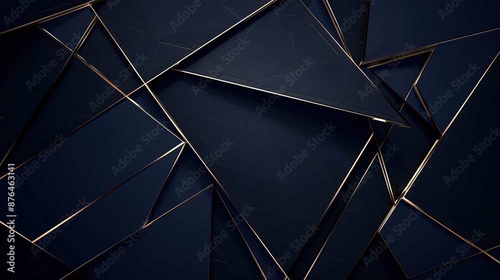 Wall mural elegant_dark_blue_background_with_golden_geometric_lines_generative_ai_image