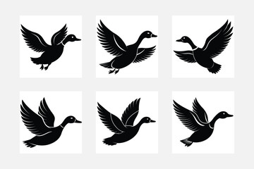 Flying duck silhouette vector illustration