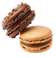 Two French Macarons on isolated transparent background