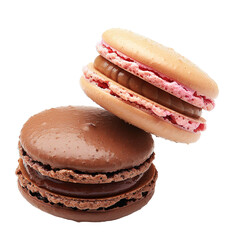 Two French Macarons on isolated transparent background