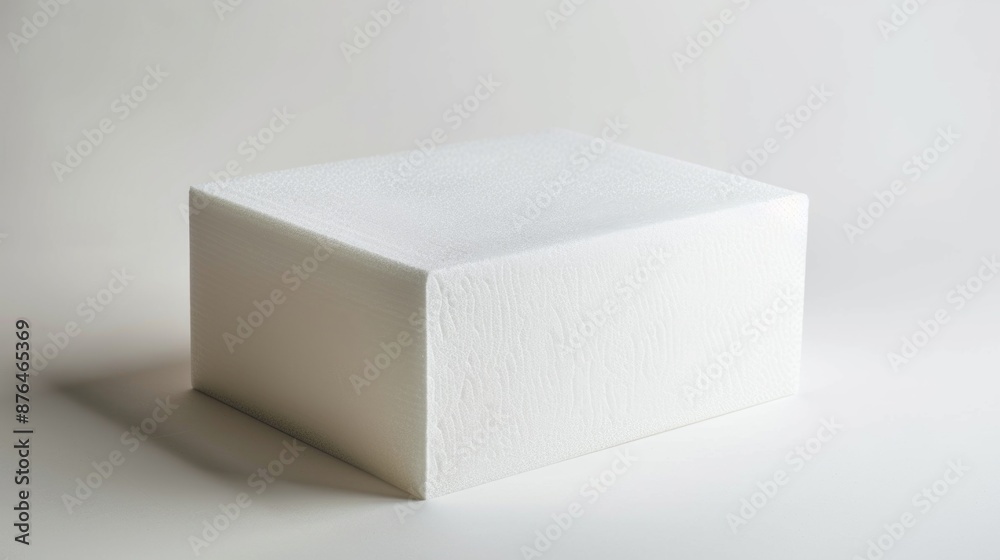 Poster a simple, everyday scene with a white box sitting on a table, great for use in presentations or as a