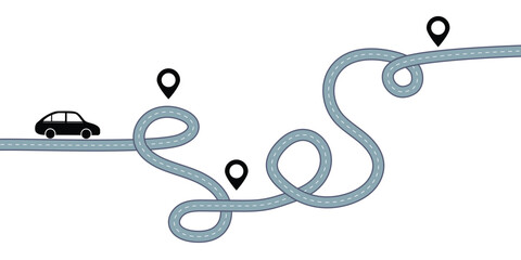 Road track silhouettes vector illustration