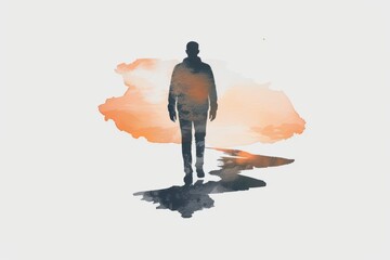 A rich watercolor painting of life coaching, illustrating a mentor guiding someone through goalsetting and achieving their aspirations, isolate on white background with copy space