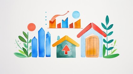 A vibrant watercolor depiction of energy consumption patterns