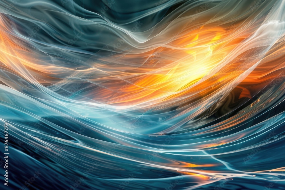 Aufkleber A fiery inferno meets the ocean's waves, creating a mesmerizing display of light and movement
