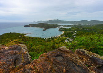 View of English Harbor from Shirley Heights, Antigua. 