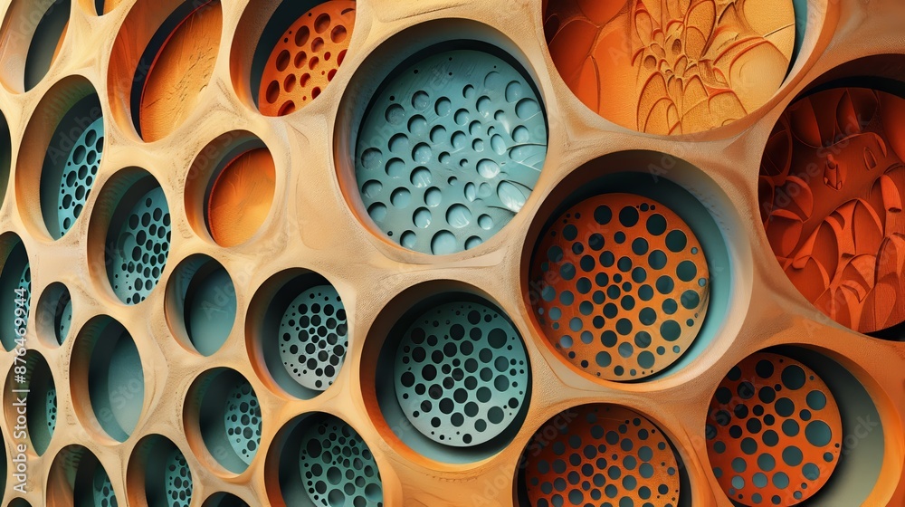 Poster a geometric design with overlapping circles forms intricate, captivating patterns.
