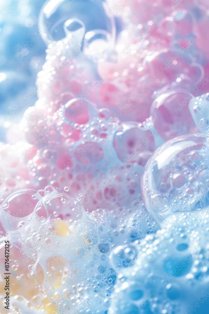 Poster a cluster of bubbles captured up close, perfect for use in illustrations, designs or even scientific