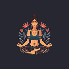 Yoga woman logo flat vector design