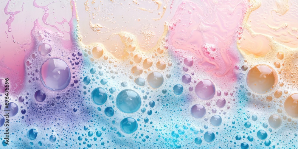 Poster Close-up view of soap bubbles on a surface