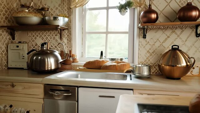 Cozy Kitchen With Rustic Details and Fresh Bread