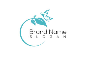Butterfly and leaf logo vector. Spa, yoga and relax concept