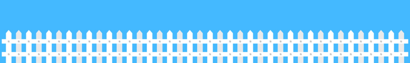 Fototapeta premium Juily wooden rustic fence, creative vector illustration of white wooden fences. Garden white silhouettes of wooden wall.